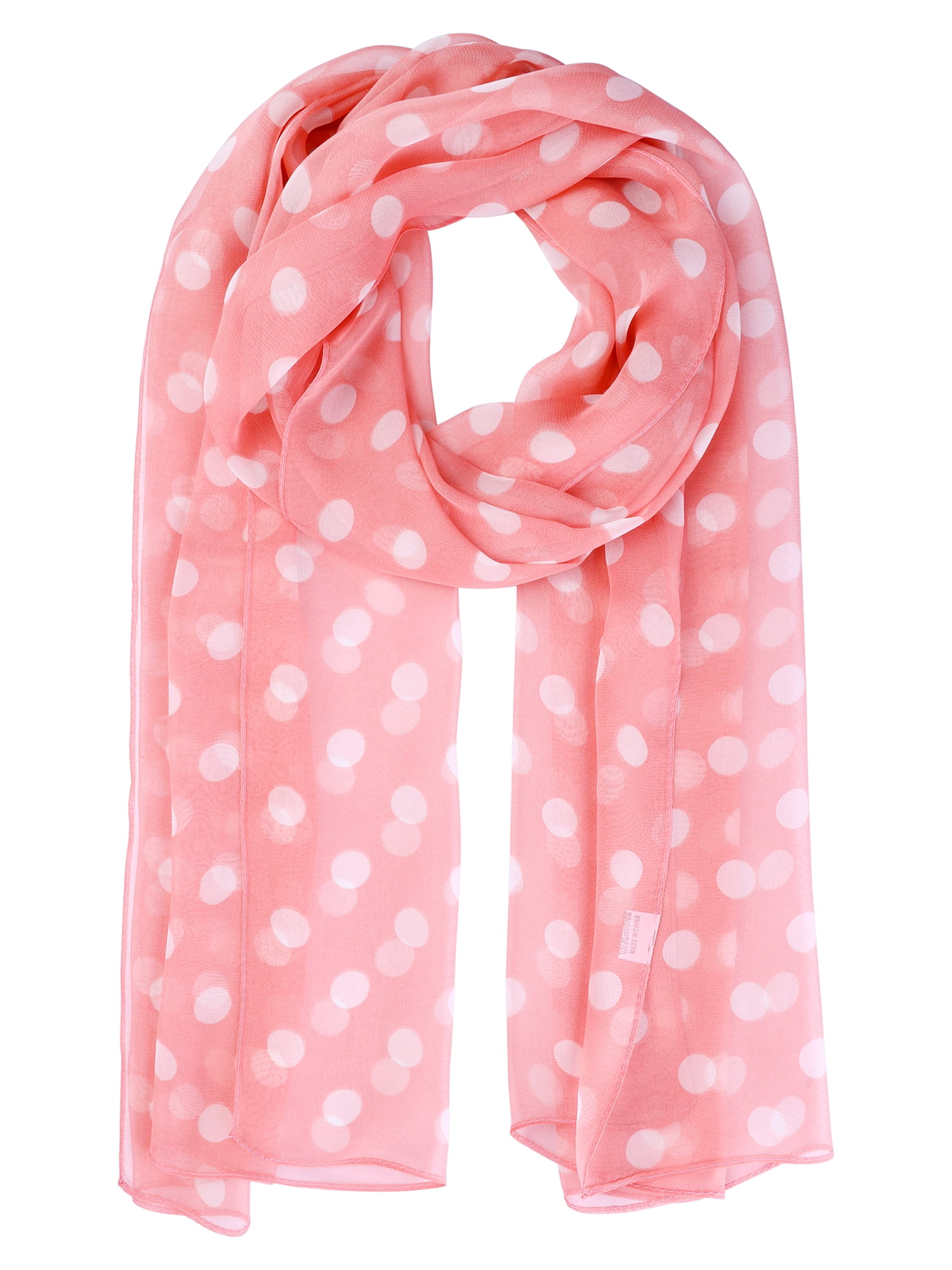 INSPIRE CHIC Women 1950s Retro Polka Dots Chiffon Scarf, Lightweight