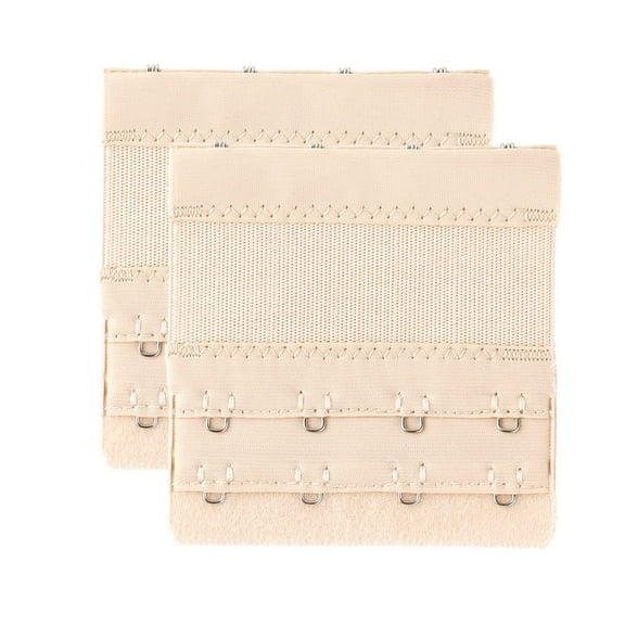 INSPIRE CHIC Women's 2 Pcs Stretchy Bra Extenders, 2x2/2x3/2x4 Hooks Elastic Back Bra Extension Strap Bra Band Light Apricot 2 Rows 4 Hooks