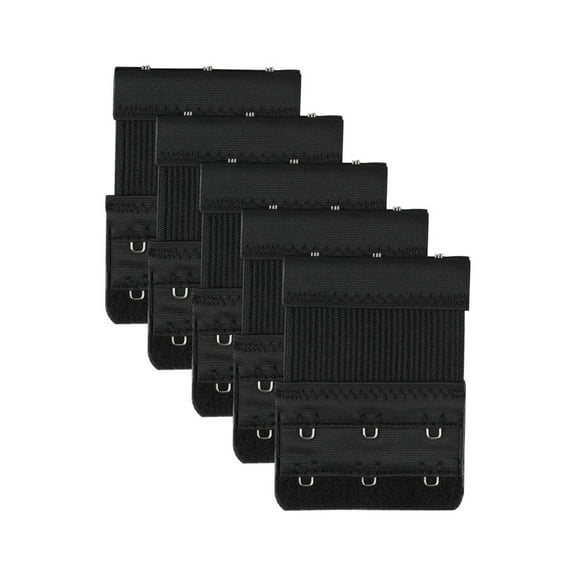INSPIRE CHIC Women 5Pcs Strechy Bra Extenders, 2x2/2x3/2x4 Hooks Elastic Back Bra Extension Strap Bra Band Black-2