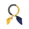 thumbnail image 1 of INSPIRE CHIC Women Contrast Color Polka Dots Printed Scarf, 27.6x27.6" Square Satin Symmetrical Neck Scarves Neckerchief 27.6x27.6"(LxW) Navy Blue Yellow, 1 of 6