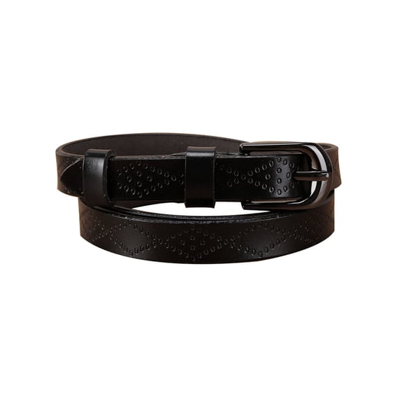 INSPIRE CHIC Women Exotic Embossed Diamond Pattern Single Pin Buckle Slender Waist Belt 38.3-42.9inches Black