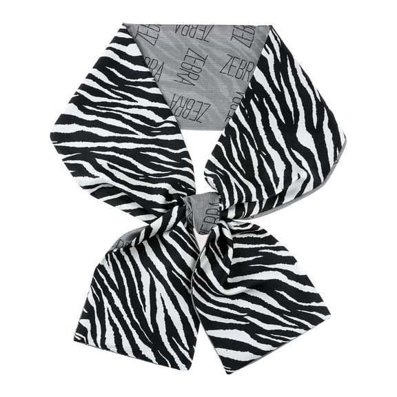 INSPIRE CHIC Women Fashion Printed Skinny Long Scarves, Retro Satin Silky Neckerchief Ribbon Headband Headscarf 57.1x5.9" Black Zebra