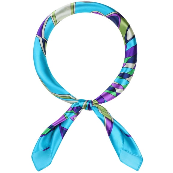 INSPIRE CHIC Women Geometric Printed Satin Large Square Scarves, 35"x35" Silky Neck Scarf Neckerchief Head Wrap Bandanas 35.4x35.4" Turquoise Green