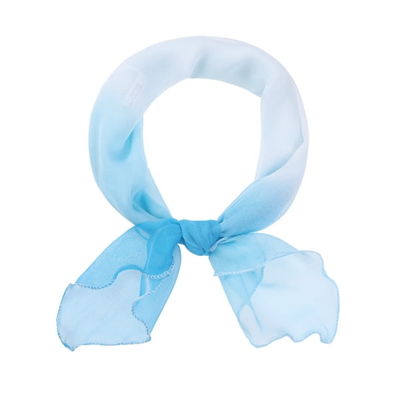 INSPIRE CHIC Women Gradient Color Chiffon Small Square Scarf, Colorful Lightweight Soft Sheer Ruffle Scarves Neckerchief 23.6x23.6" Blue
