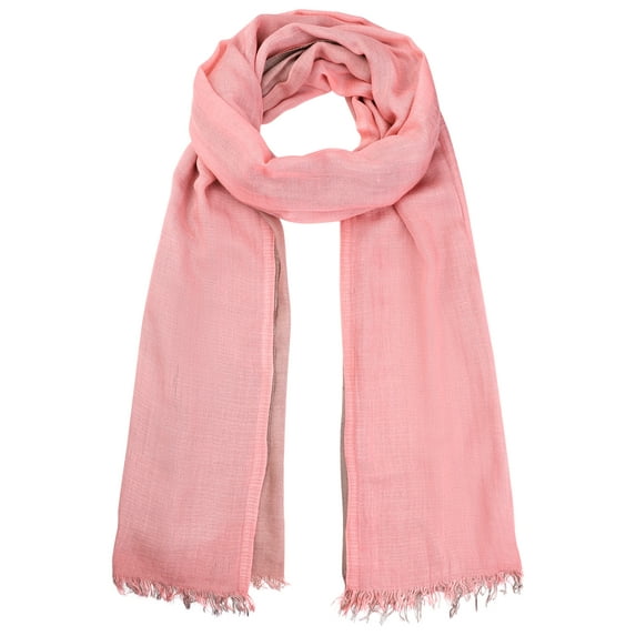 INSPIRE CHIC Women's Mother's Day Gradient Color Ombre Cotton Linen Scarves Soft Neckerchief Hijab Head Scarf Wraps Shawl 74.8"x35.4" Peach Pink+Khaki