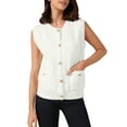 thumbnail image 1 of INSPIRE CHIC Women Knit Sweater Vest Button Down Sleeveless Tank Tops Casual Sweaters Cardigans with Pockets  2XL White, 1 of 6