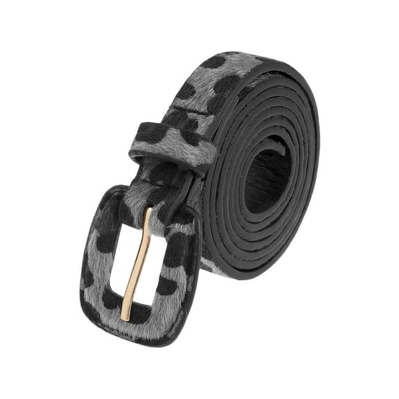 INSPIRE CHIC Women Leopard Printed Retro Belts, 0.7" Width Faux Leather Fur Waistband for Jeans Pants Dresses 44.9x0.7"(LxW) Black Grey