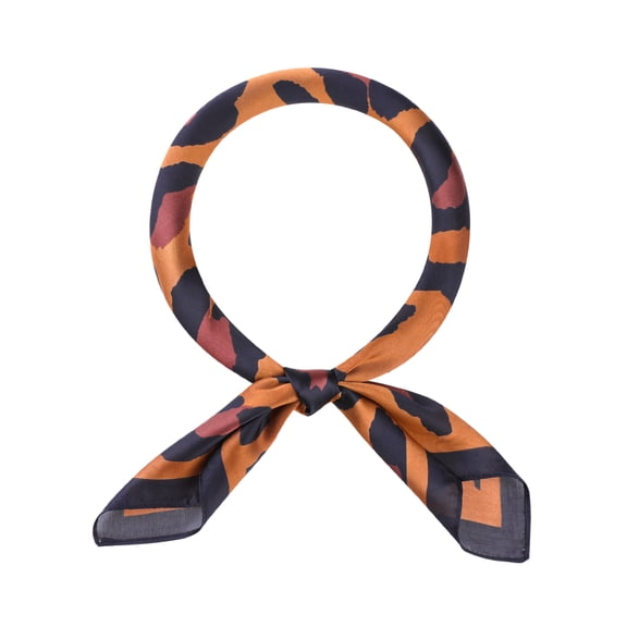 INSPIRE CHIC Women Leopard Printed Satin Square Scarves, Retro Silky Neck Scarf Neckerchief Head Wrap Bandanas 27.6x27.6" Brown