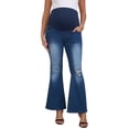 thumbnail image 1 of INSPIRE CHIC Women's Maternity Jeans Bootcut Leg Ripped High Stretchy Over the Belly Pregnant Flare Denim Pants Casual XL Deep Blue, 1 of 6