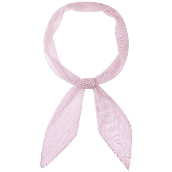 INSPIRE CHIC Women Pleated Pure Chiffon Long Scarves, Solid Color Semi Sheer Stretchy Gauze Hair Band Neck Scarf 57.1x3.9" Pink Lavender
