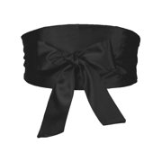 black satin belt for dress Black Velvet Elegance Stripes Embroidered Dress with Satin Belt 42/(L) main image 0