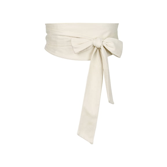 INSPIRE CHIC Women Plus Size Solid Obi Belt, Bowknot Self Tie Wrap Wide Sash Waistband Belt for Dress 35.43-45.67" Beige