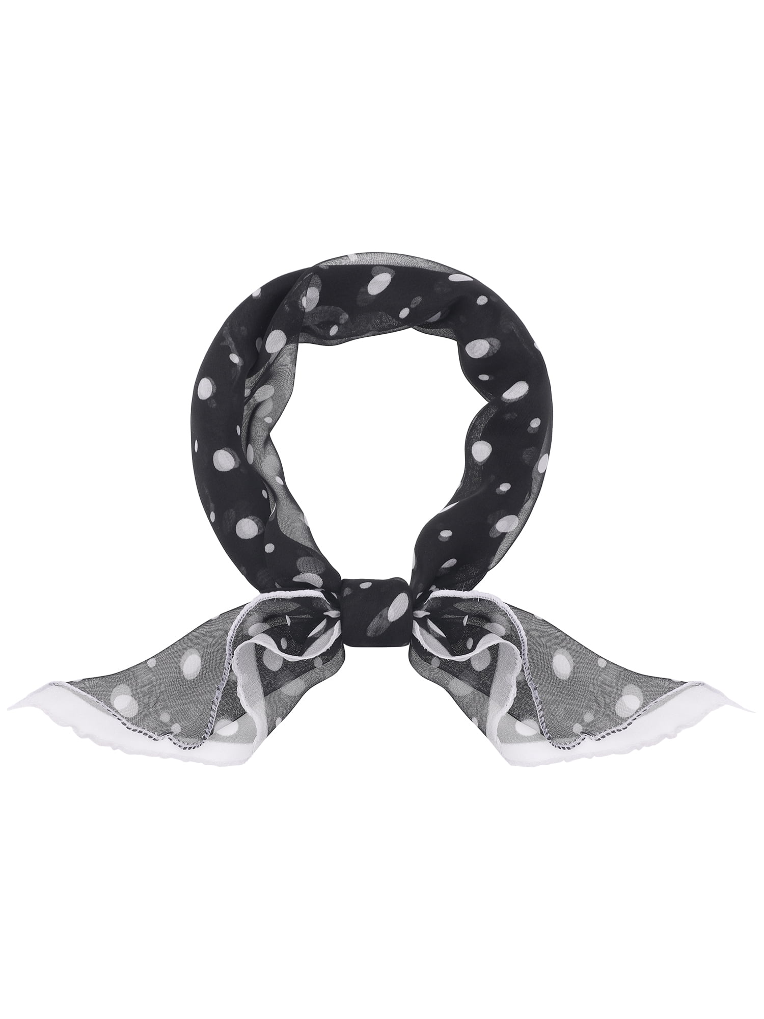 INSPIRE CHIC Women Polka Dots Chiffon Small Square Scarf, 1950s Retro