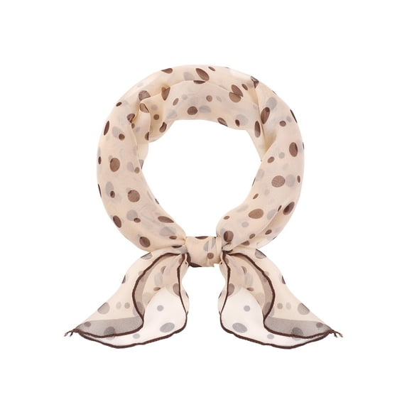 INSPIRE CHIC Women Polka Dots Chiffon Small Square Scarf, 1950s Retro Lightweight Soft Mesh Sheer Ruffle Scarves Neckerchief 23.6x23.6" Wheat Yellow