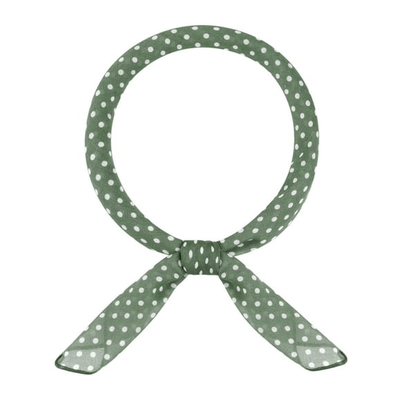 INSPIRE CHIC Women Polka Dots Cotton Linen Scarves, Retro Solid Color Plain Square Neckerchief Neck Scarf 22.8x22.8" Army Green-More Dots