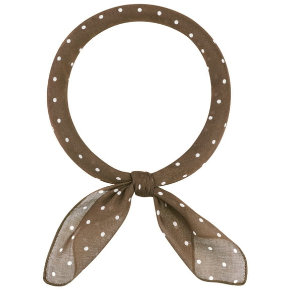 INSPIRE CHIC Women Polka Dots Cotton Linen Scarves, Retro Solid Color Plain Square Neckerchief Neck Scarf 22.8x22.8" Brown-Less Dots