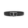 thumbnail image 1 of INSPIRE CHIC Women Reversible Faux Leather Belts, 0.9" Width Belt with Metal Double Hearts Ring Buckle Waistband for Dress 43.3x0.9"(LxW) Black, 1 of 6
