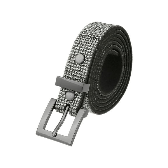 INSPIRE CHIC Women Rhinestone Belts, Bling Crystal Sparkly Diamond Shiny Soft Waistband for Party Jeans Dresses 43.3x0.7"(LxW) Black