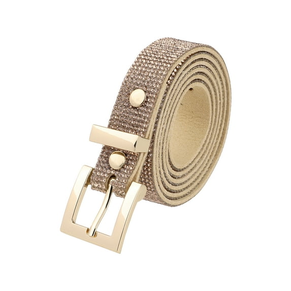INSPIRE CHIC Women Rhinestone Belts, Bling Crystal Sparkly Diamond Shiny Soft Waistband for Party Jeans Dresses 43.3x0.7"(LxW) Bronze