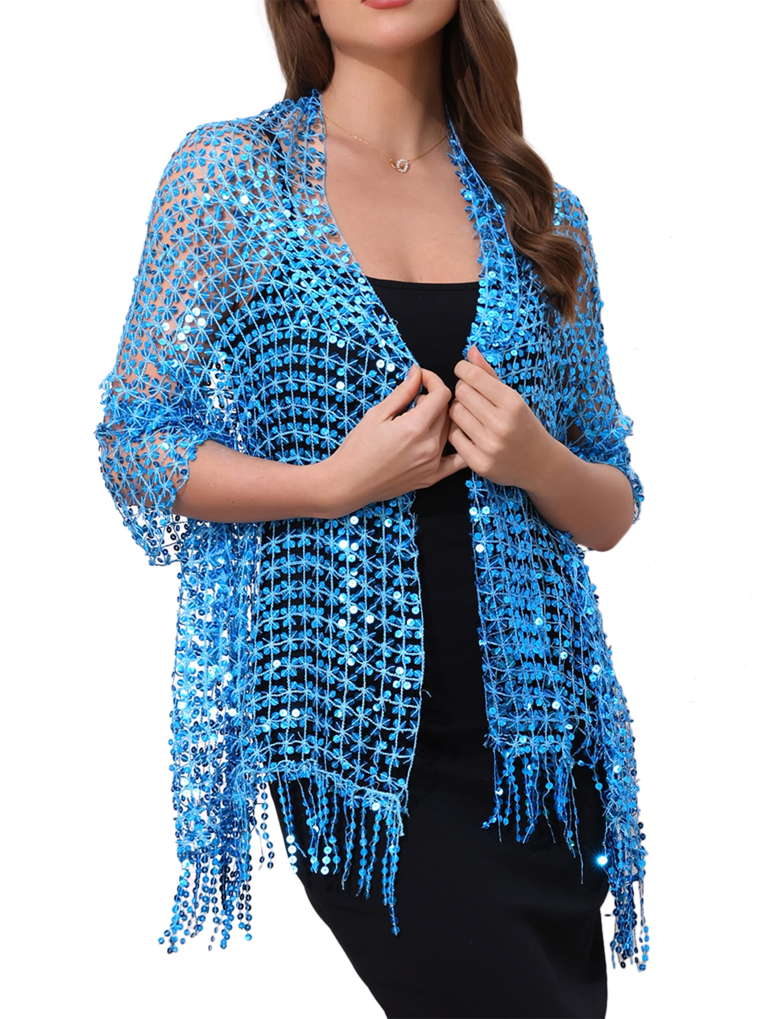 sequin shawl for dress 1920s Art Deco Scallop Sequin Shawl