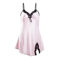 thumbnail image 1 of INSPIRE CHIC Mother's Day Women Satin Floral Lace Trim Sleepwear Nightgown Pajama Slip Dress Pink-floral L, 1 of 6