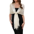 thumbnail image 1 of INSPIRE CHIC Women Shawls and Wraps for Evening Dresses, Bling Sparkly Shiny Shimmer Dressy with Buckle 74.8x17.7"(LxW) Beige(Gold), 1 of 6