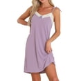 thumbnail image 1 of INSPIRE CHIC Women's Sleeveless Lingerie Lace Nightgown Thigh Length Soild Sleepdress M Purple, 1 of 6
