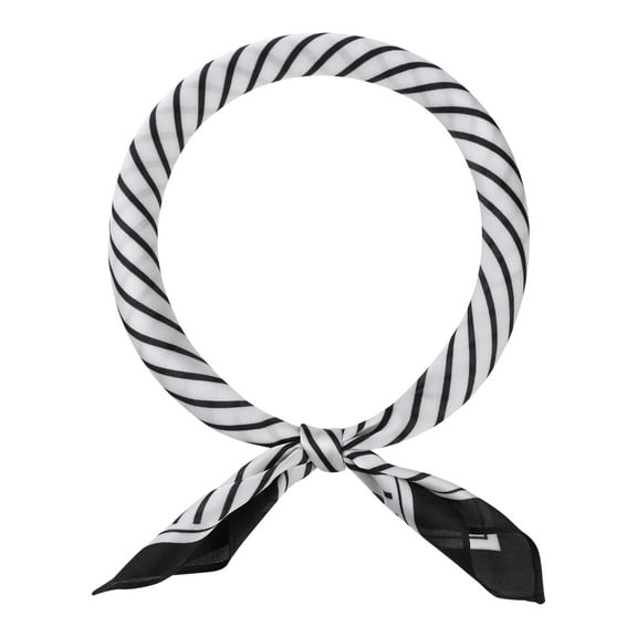INSPIRE CHIC Women Stripes Print Square Scarves, 20.9x20.9" Satin Silky Neck Scarf Neckerchief Headband 20.9x20.9" Black White