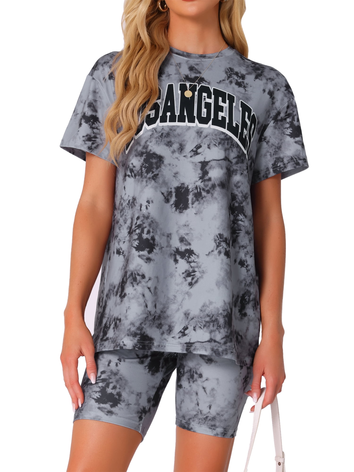 INSPIRE CHIC Women Tie Dye Lounge Set Outfits Biker Shorts Sets