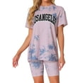 thumbnail image 1 of INSPIRE CHIC Women Tie Dye Lounge Set Outfits Biker Shorts Sets Loungewear XS Dark Pink, 1 of 6