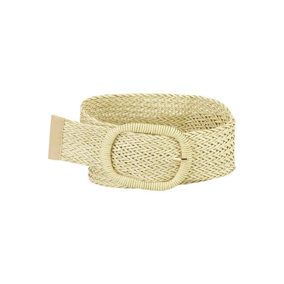 INSPIRE CHIC Women Wide Waist Belts Braided Woven Belts for Dress Chunky Buckle 22.83-37.01" Beige