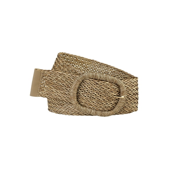INSPIRE CHIC Women Wide Waist Belts Braided Woven Belts for Dress Chunky Buckle 22.83-37.01" Brown