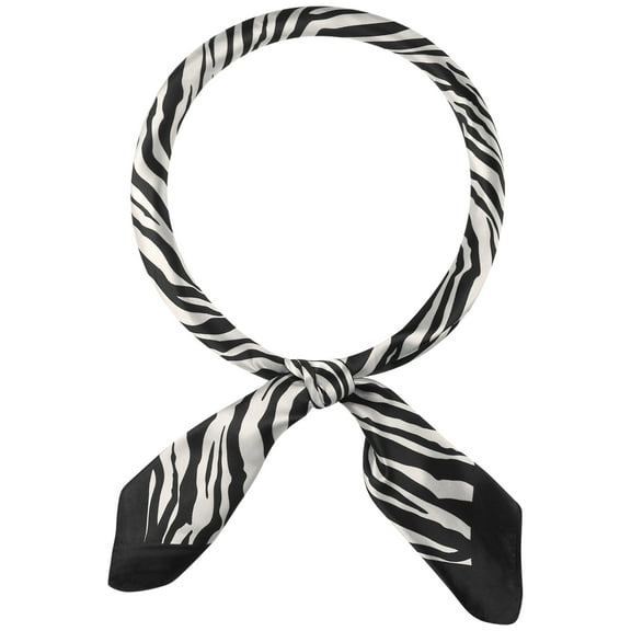 INSPIRE CHIC Women Zebras Printed Satin Large Square Scarves, 35"x35" Silky Neck Scarf Neckerchief Head Wrap Bandanas 35.4x35.4" Beige