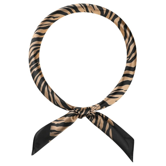 INSPIRE CHIC Women Zebras Printed Satin Large Square Scarves, 35"x35" Silky Neck Scarf Neckerchief Head Wrap Bandanas 35.4x35.4" Golden Brown