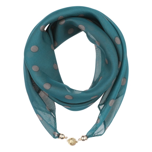 INSPIRE CHIC Women's 1950s Polka Dots Chiffon Square Scarf, Retro Lightweight Soft Sheer Scarf with Magnetic Buckle 25.6x25.6" Dark Green-Brown Dots