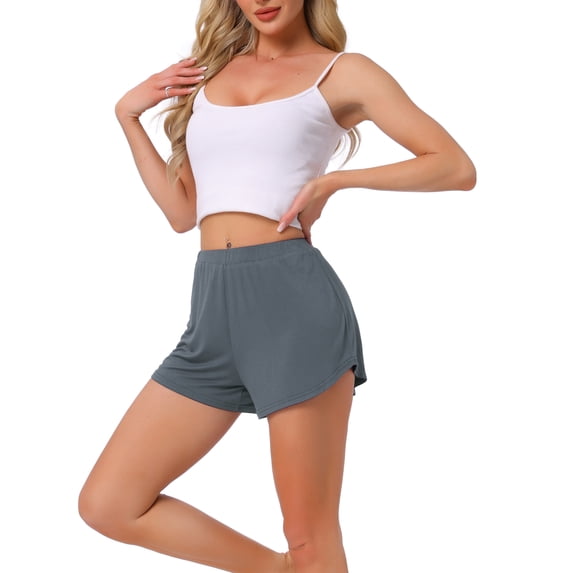 INSPIRE CHIC Women's 2-Pack Lounge Shorts High Waist Casual Sleepwear Cozy Solid Sleep Pajama Bottoms XL Gray+Gray