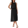 thumbnail image 1 of INSPIRE CHIC Women's 2 Piece Skirt Set Sleeveless Crop Tank High Waist A-Line Midi Skirt Casual Summer Outfits Black XS, 1 of 6
