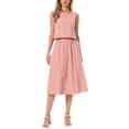 thumbnail image 1 of INSPIRE CHIC Women's 2 Piece Skirt Set Sleeveless Crop Tank High Waist A-Line Midi Skirt Casual Summer Outfits Dusty Pink M, 1 of 6
