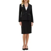 INSPIRE CHIC Women's 2 Piece Skirt Suit Set 2025 Business Work Blazers and Pencil Skirts S Black