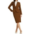 thumbnail image 1 of INSPIRE CHIC Women's Suit Sets Long Sleeves Blazer and Pencil Skirt Two Pieces Work Outfits M Brown, 1 of 7