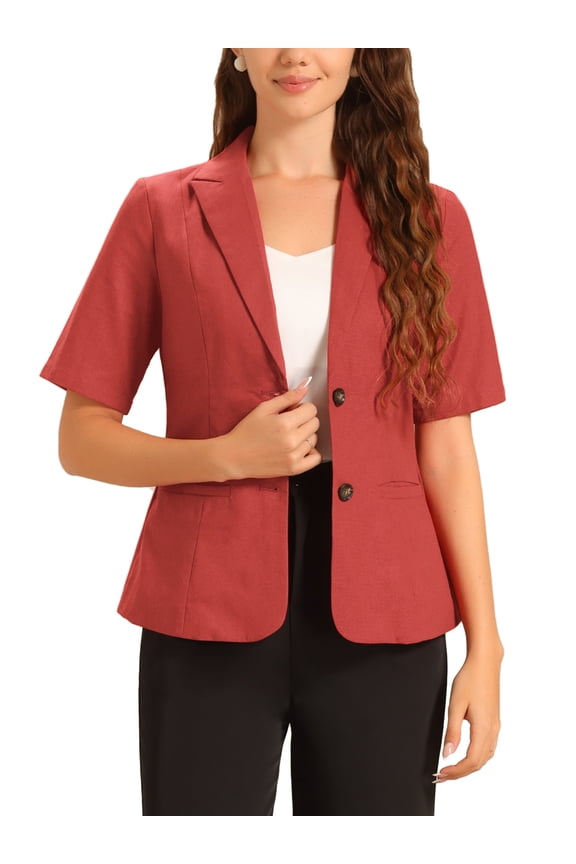 Women's 2 Piece Suit Set Notched Lapel Blazer Layered Dress Outfit XL Red