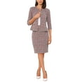 thumbnail image 1 of INSPIRE CHIC Women's 2 Piece Tweed Suit Button Down 3/4 Sleeve Jacket Pencil Skirt Set M Red, 1 of 6