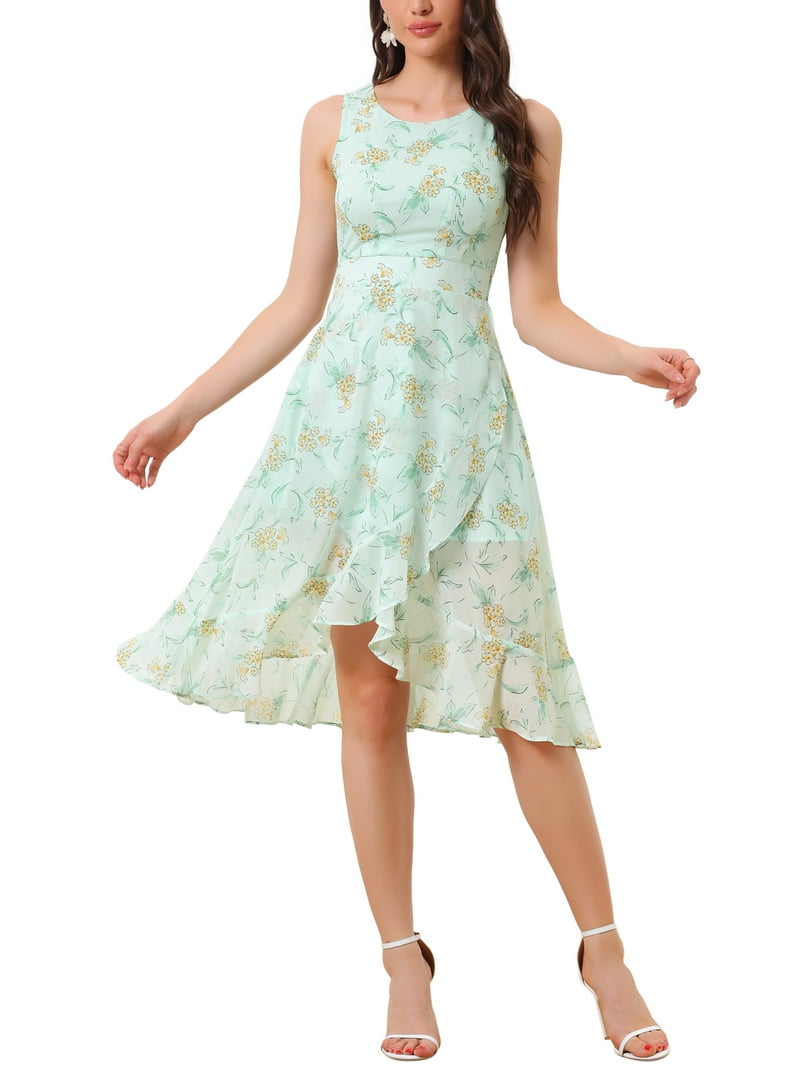 slim fit dress slacks Miss Circle Women Magda Mint Green Deep V Neck Halter A-Line Midi Dress