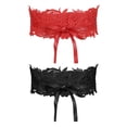 thumbnail image 1 of INSPIRE CHIC Women's 2Pcs Lace Wide Waist Belt Wrap Around Corset Belts Bowknot for Dresses Black+Red 25.59-31.50", 1 of 6