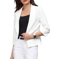 thumbnail image 1 of INSPIRE CHIC Women's 3/4 Sleeve Cardigan Blazer Shawl Collar Open Front Lightweight Stretchy Jackets White XL, 1 of 5