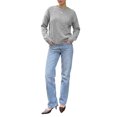 thumbnail image 1 of INSPIRE CHIC Women's 3D Floral Dropped Shoulders Knit Top Ribbed Crew Neck Long Sleeve Small Grey, 1 of 6