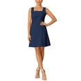 thumbnail image 1 of INSPIRE CHIC Women's 50s Mini Dress Sleeveless Square Neck A-Line Cocktail Party Short Dresses L Dark Blue, 1 of 6