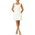 thumbnail image 1 of INSPIRE CHIC Women's 50s Mini Dress Sleeveless Square Neck A-Line Cocktail Party Short Dresses XL White, 1 of 5