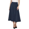 thumbnail image 1 of INSPIRE CHIC Women's A-Line Skirt Elastic High Waist Maxi Skirt with Pockets L Navy Blue, 1 of 5