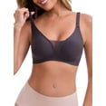 thumbnail image 1 of INSPIRE CHIC Women's Adjustable Buckled Straps Postpartum Nursing Bra V-Neck Mesh Splicing Lightweight Wireless Bras M Black, 1 of 4